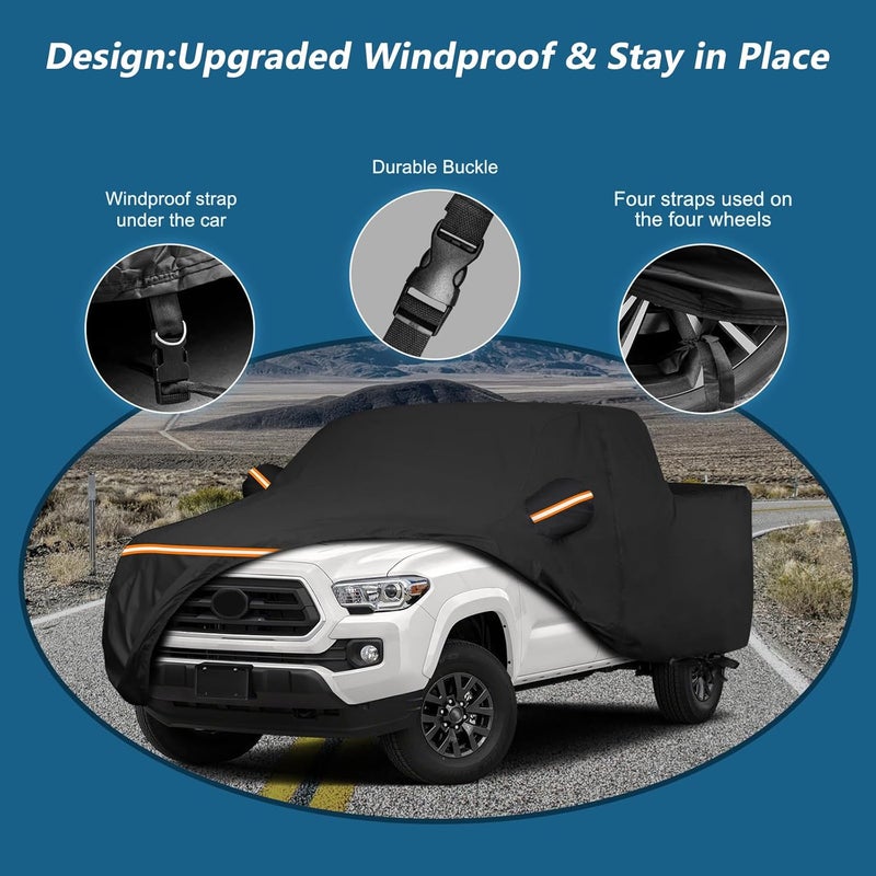 BIGACOVER Truck Cover Fit Toyota Tacoma (2016-2025) Access Cab/Double Cab, Waterproof 420D Oxford Cloth Cover Outdoor Full Car Covers with Zipper Windproof Heavy Duty All Weather - Image 3